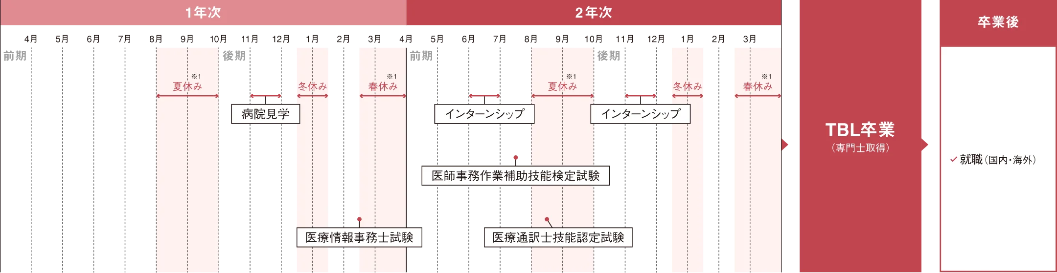 図：年間スケジュール（1,2年次）