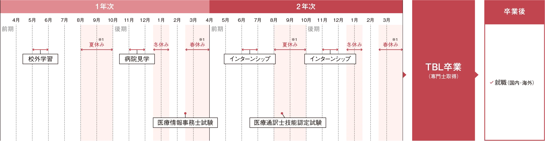 図：年間スケジュール（1,2年次）