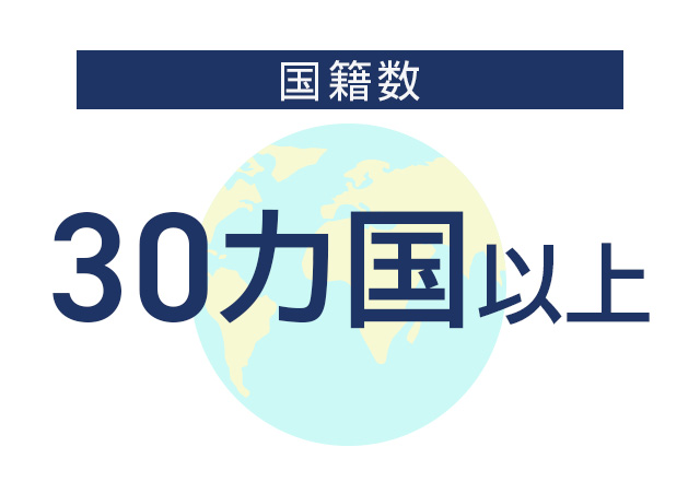 国籍数30カ国以上